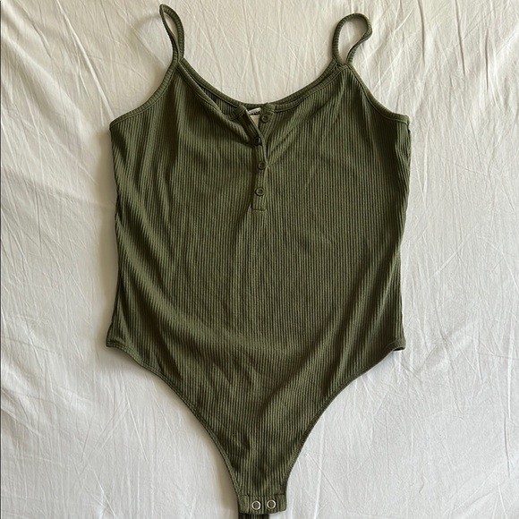Garage Tops - Garage Olive Green Ribbed Bodysuit